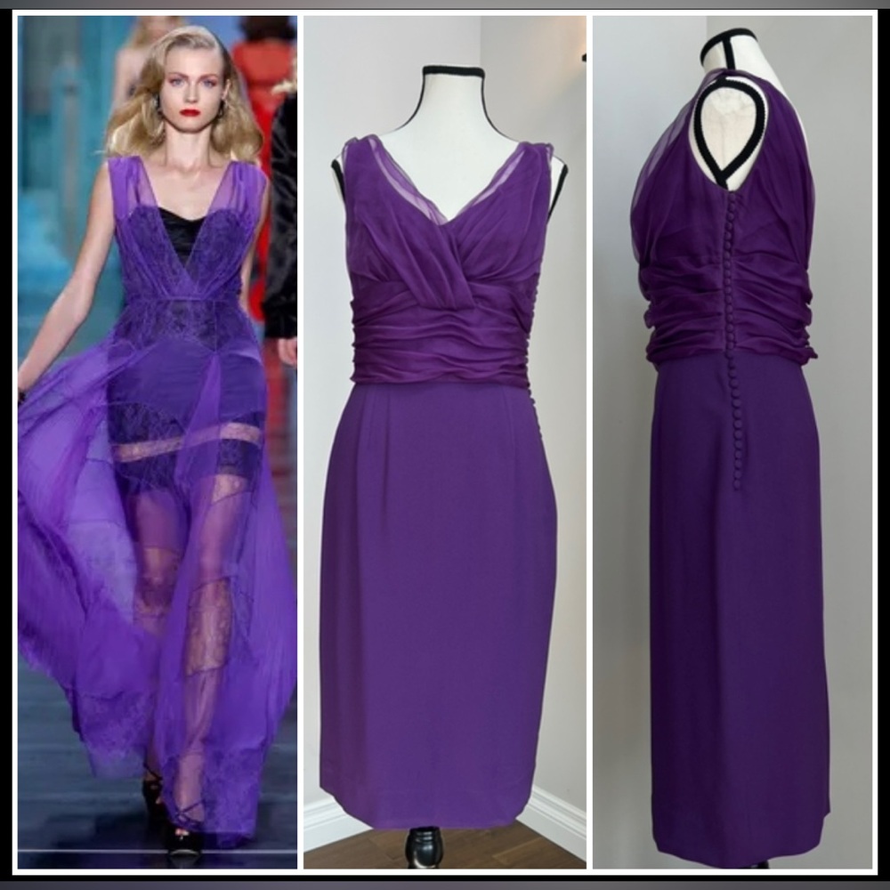Vintage Christian Dior By John Galliano F/W 2011 Purple Midi Dress